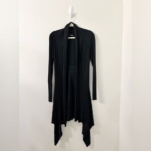 KERISMA Cashmere Ribbed Black Asymmetrical Open Front Cardigan Sweater Small
